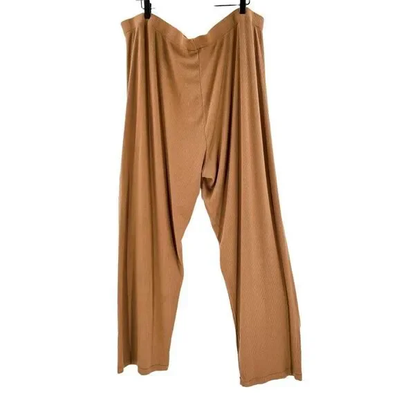 SKIMS Ribbed Sleep Wide Leg Plus Size Lounge Pants 3XL Gold - Picture 6 of 8